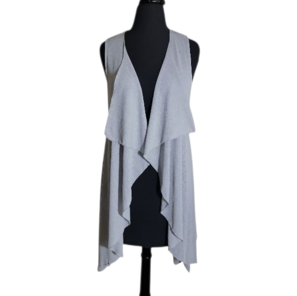 Paisley Vine open asymmetrical fronr gray women's sleeveless sweater vest size S